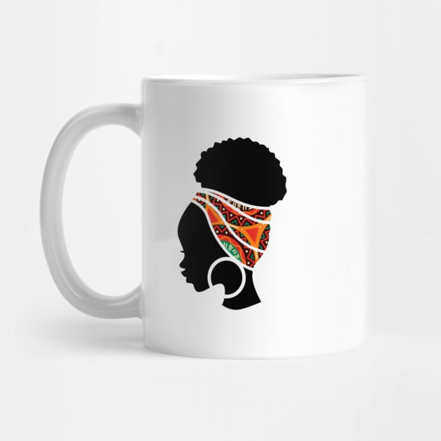 Afro Hair Woman with African Pattern Headwrap by dukito